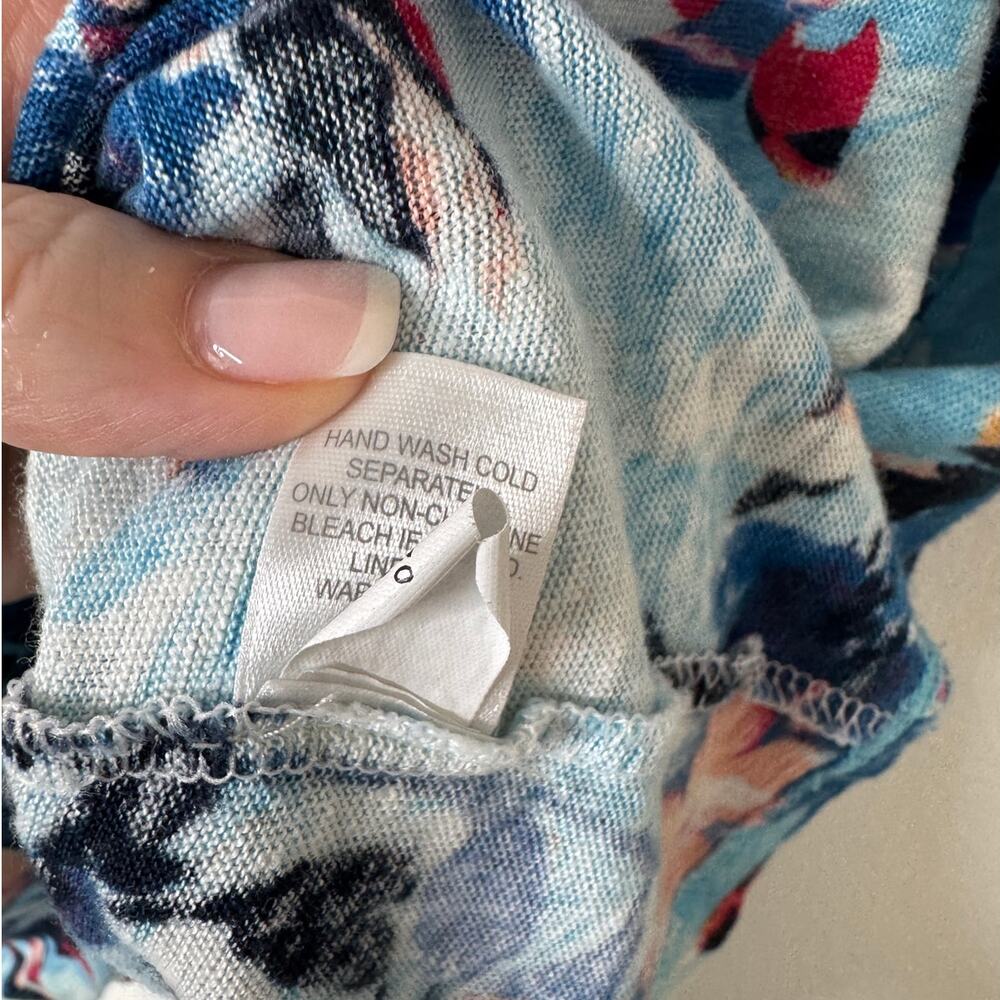 J. Jill Love Linen Blue Floral Short Sleeve Woven Shirt Plus Size 1X - Picture 8 of 8